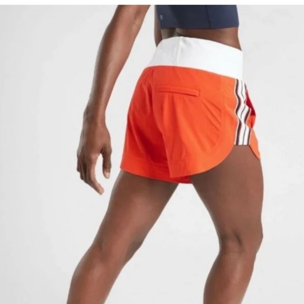 Athleta Orange and White Athletic Swim Shorts
